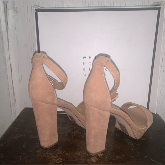 WHBM- Tan Suede EMMA Block High Heels. - Picture 5 of 7